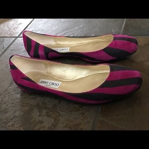 JIMMY CHOO suede zebra print flats Euro size 39